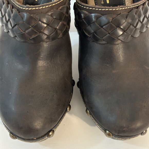 SBICCA Brown Braided Studded Leather Platform Mules w/4.5" Composite Heel 38/7.5 - Picture 2 of 10